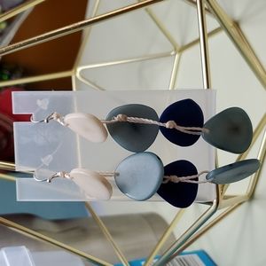 Chicos Earrings Blue Cream String detail